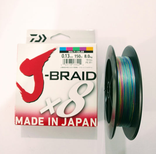 Filo Trecciato Daiwa J-Braid x8 multicolor 150 metri