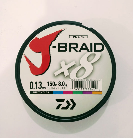 Filo Trecciato Daiwa J-Braid x8 multicolor 150 metri